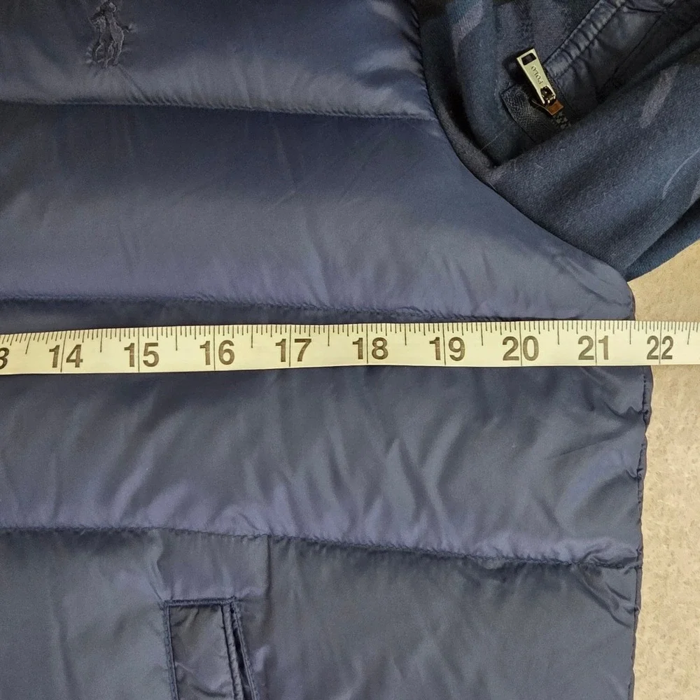 Polo Ralph Lauren Down Hybrid Jacket Sz M Blue‎ Camo Logo Quilt Preppy Old Money